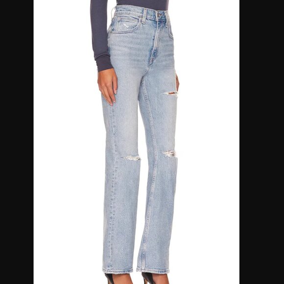 Levi's 70s Flare Distressed High Rise Jeans in Light Indigo You and I Size 27 - Picture 2 of 11